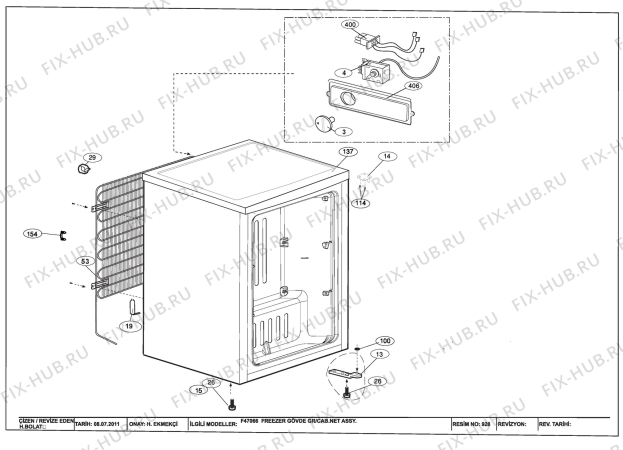 Взрыв-схема холодильника Beko FS166020 (7266948714) - F47066 CABINET ASSY