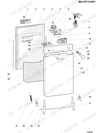 Взрыв-схема посудомоечной машины Ariston LS2430 (F022214) - Схема узла