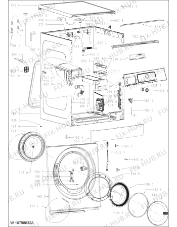 Схема №1 WA Prime 1054 Z с изображением Модуль (плата) для стиральной машины Whirlpool 481011104220