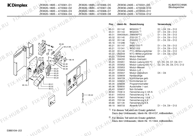 Схема №1 47/0337-00 ZKW30-240N     EFZ3024-N с изображением Лампа Bosch 00068729
