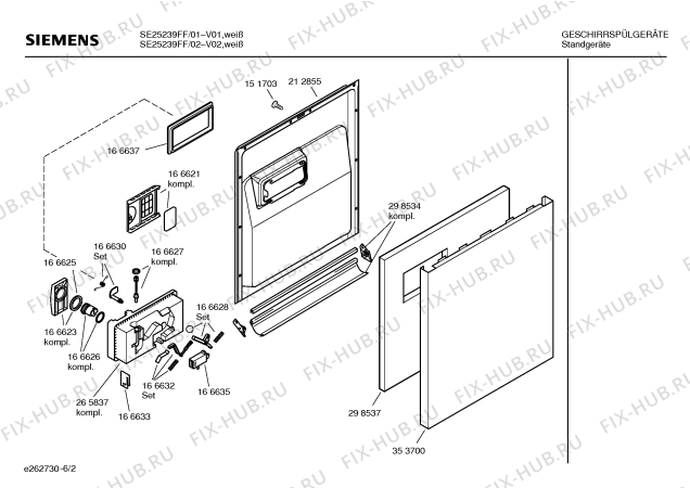 Схема №2 SE25239FF с изображением Панель управления для посудомойки Siemens 00217343