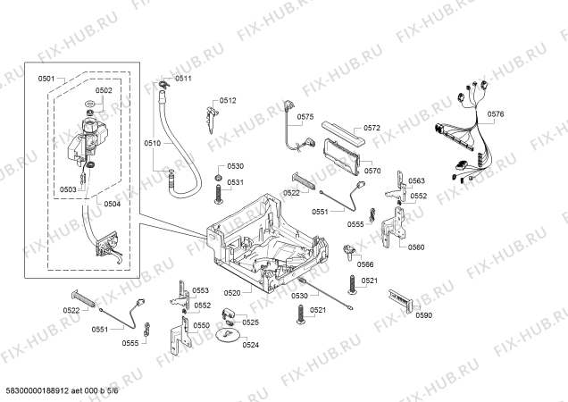 Схема №1 SPV53M00RU с изображением Инструкция по эксплуатации для электропосудомоечной машины Bosch 00768375