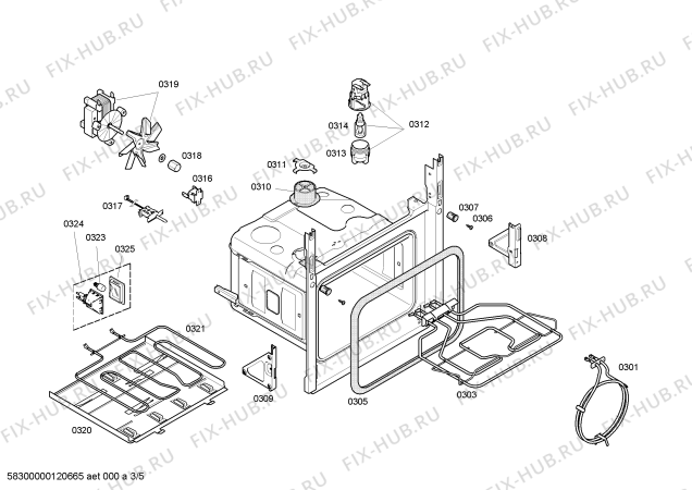 Взрыв-схема плиты (духовки) Bosch HBN594650E - Схема узла 03