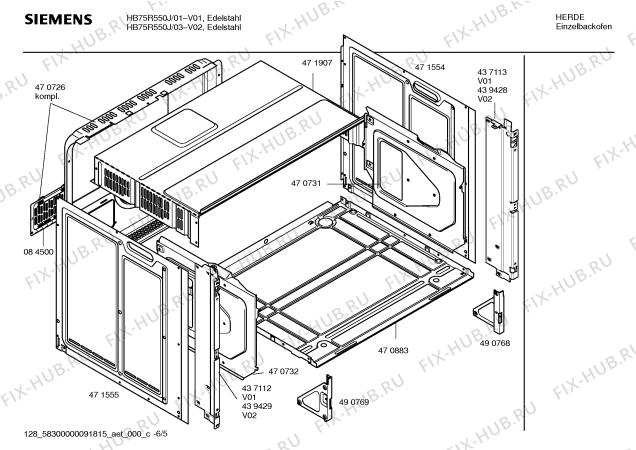 Схема №3 HB75R550J с изображением Фронтальное стекло для электропечи Siemens 00472514