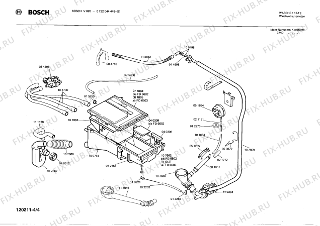 Схема №3 0722044448 V620 с изображением Панель управления для стиральной машины Bosch 00116414