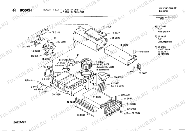 Схема №3 0728144081 T622 с изображением Панель для сушилки Bosch 00114755
