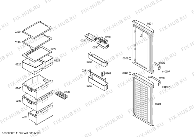 Взрыв-схема холодильника Bosch KGV28342 - Схема узла 02