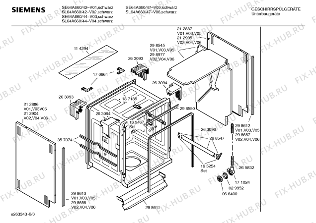 Схема №3 SL64E331EU с изображением Инструкция по эксплуатации для электропосудомоечной машины Siemens 00582996