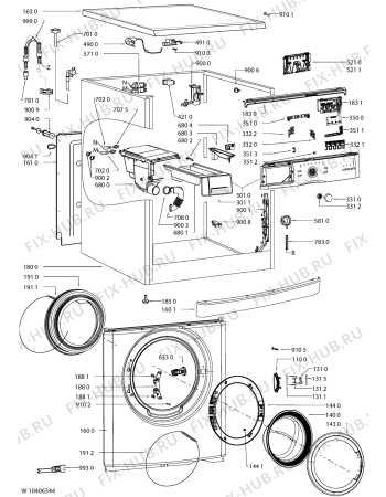 Схема №1 AWO 2261 с изображением Обшивка для стиральной машины Whirlpool 481010383682