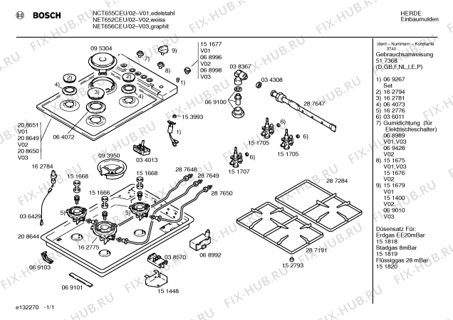 Схема №1 NET656CEU с изображением Варочная панель для духового шкафа Bosch 00208650