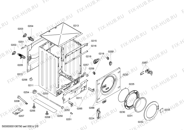 Схема №2 W5320X0EU с изображением Шланг для стиралки Bosch 00439708
