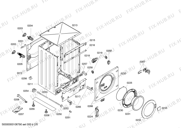 Схема №2 W5320X0EU с изображением Ручка для стиральной машины Bosch 00494058