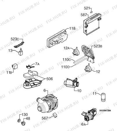 Взрыв-схема посудомоечной машины Privileg 00210869_11068 - Схема узла Electrical equipment 268