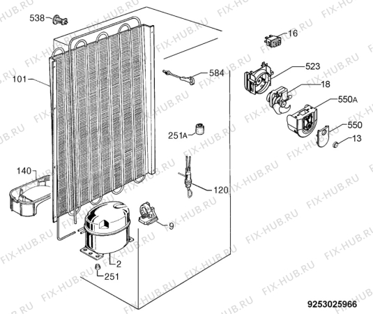 Взрыв-схема холодильника Arthurmartinelux ARA24304W8 - Схема узла Cooling system 017