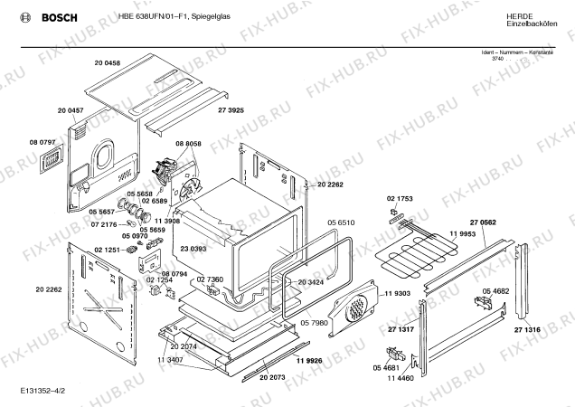 Схема №1 HBE638UFN с изображением Панель для электропечи Bosch 00277706