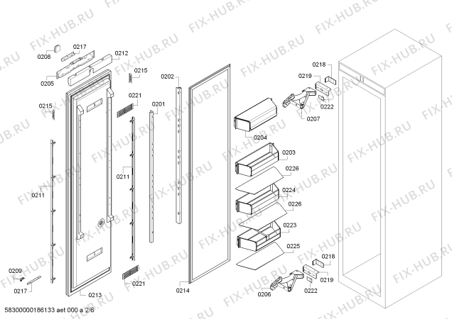 Схема №1 RC462701TW Gaggenau с изображением Уплотнитель для холодильника Bosch 00709354