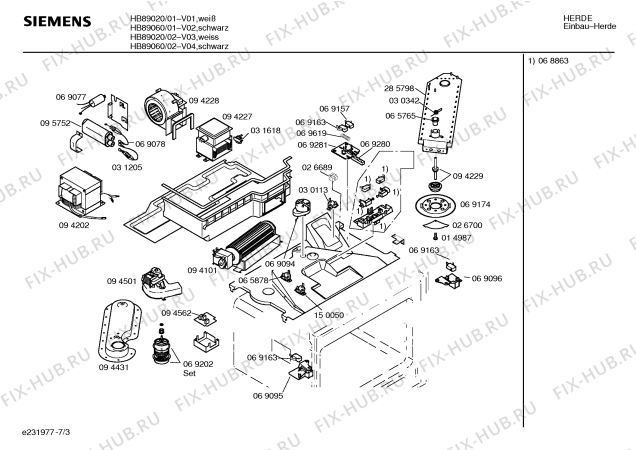 Взрыв-схема плиты (духовки) Siemens HB89020 - Схема узла 03