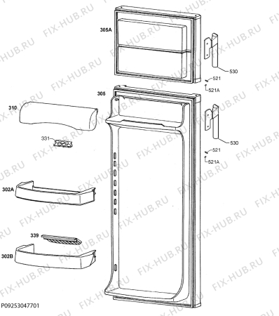 Взрыв-схема холодильника Aeg Electrolux S72700DSW0 - Схема узла Door 003