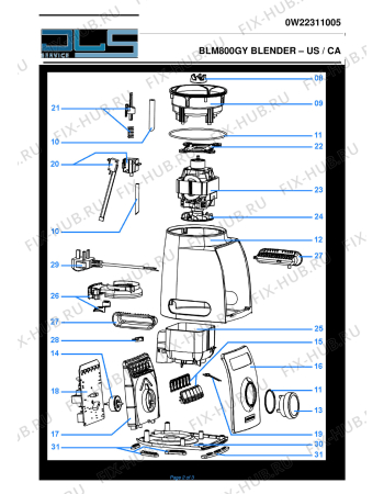 Взрыв-схема блендера (миксера) KENWOOD Blend-X Pro BLM800GY BLENDER - Схема узла 2