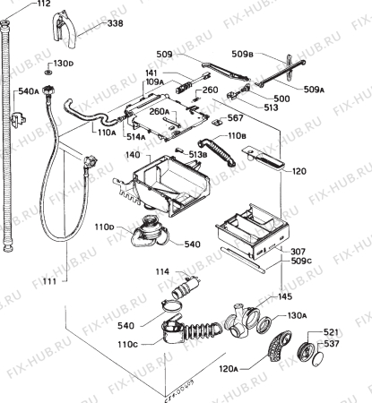 Взрыв-схема стиральной машины Electrolux WH264 - Схема узла Hydraulic System 272