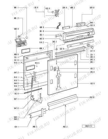 Схема №1 ADG 944/3 NB с изображением Панель для посудомоечной машины Whirlpool 481245370264