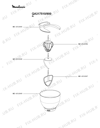 Взрыв-схема кухонного комбайна Moulinex QA317510/900 - Схема узла BP005897.9P2