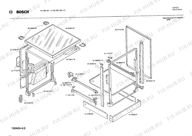 Взрыв-схема плиты (духовки) Bosch 0750092030 EH680SG - Схема узла 02