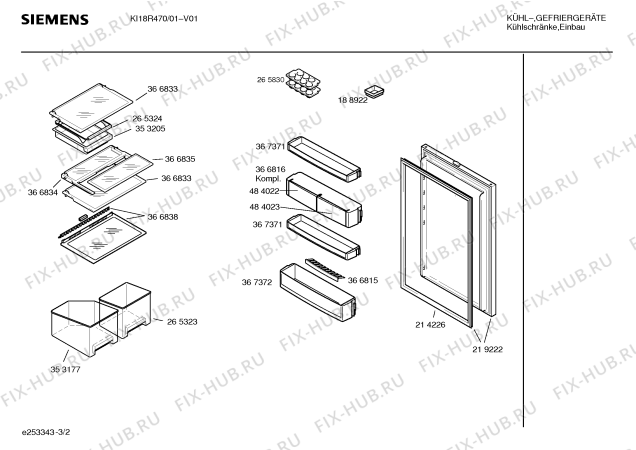 Взрыв-схема холодильника Siemens KI18R470 - Схема узла 02