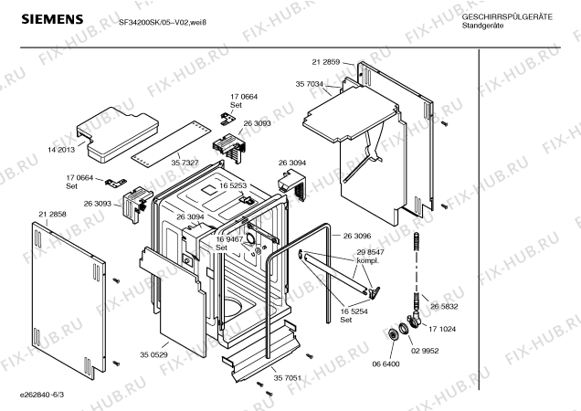 Схема №3 SF34200SK с изображением Инструкция по эксплуатации для посудомойки Siemens 00529385