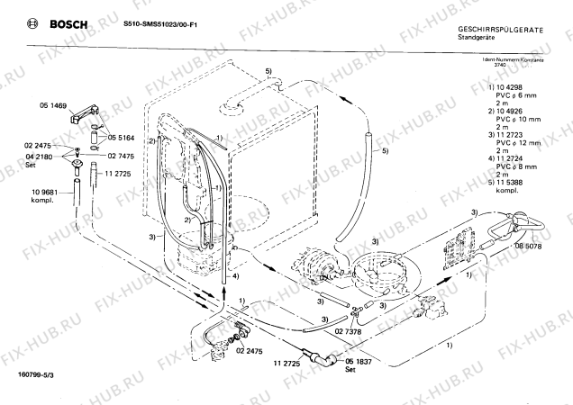 Взрыв-схема посудомоечной машины Bosch SMS51023 S510 - Схема узла 03
