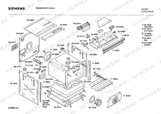 Взрыв-схема плиты (духовки) Siemens HE6804 - Схема узла 02