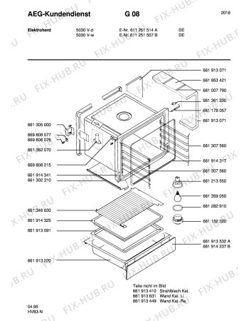 Взрыв-схема плиты (духовки) Aeg 5030V-W - Схема узла Section2