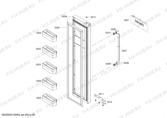 Схема №4 KA62NS60TI с изображением Дверь для холодильника Siemens 00248354