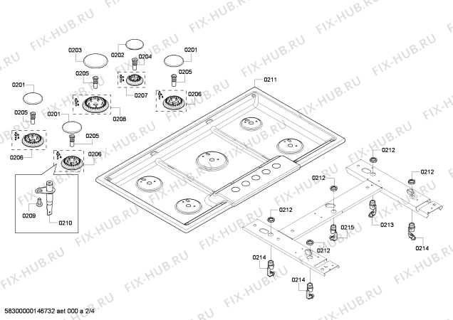 Схема №3 NGM3654UC с изображением Варочная панель для духового шкафа Bosch 00685127