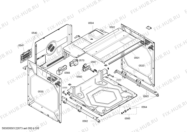 Взрыв-схема плиты (духовки) Bosch HBN874751 - Схема узла 05