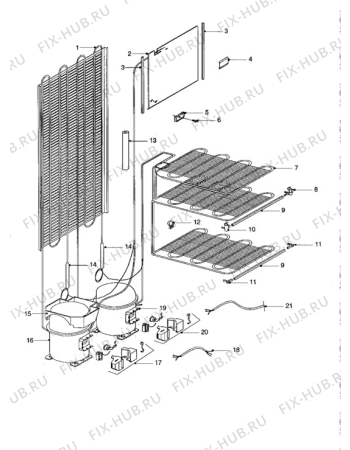 Взрыв-схема холодильника Zanussi ZFC56/46 - Схема узла Cooling system 017