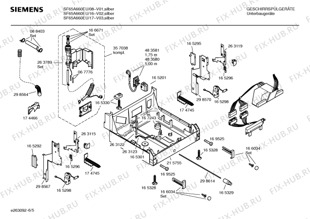 Взрыв-схема посудомоечной машины Siemens SF65A660EU - Схема узла 05