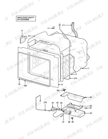 Взрыв-схема плиты (духовки) Parkinson Cowan SG505XL - Схема узла H10 Main Oven Cavity (large)