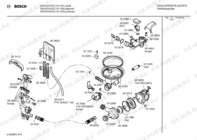 Схема №2 SHU5312UC POWER SCRUB PLUS 70°, SCRUB WASH 65°, REGULAR WASH 65° с изображением Передняя панель для посудомоечной машины Bosch 00351673