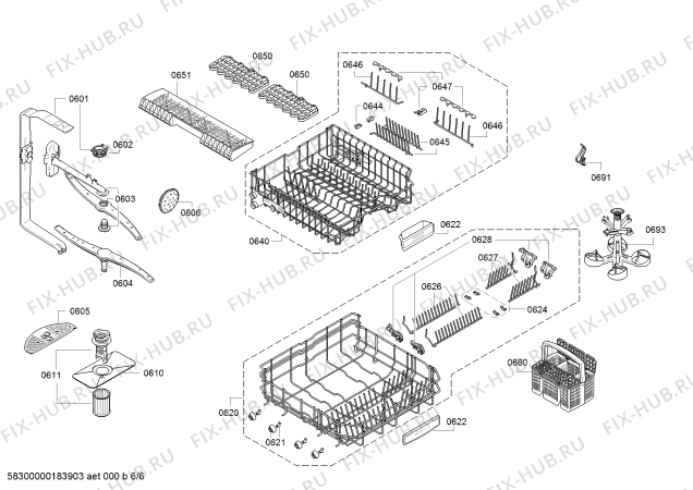 Взрыв-схема посудомоечной машины Bosch SMV63N60EU, SuperSilence - Схема узла 06