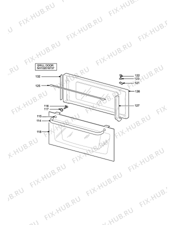 Взрыв-схема плиты (духовки) Electrolux EPDOMW (PREMIER) - Схема узла H10 Grill door assy