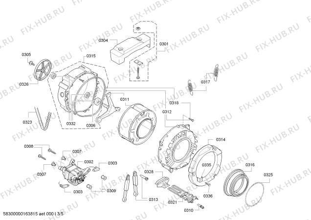 Схема №2 WLG20260UA Bosch Maxx 5 с изображением Задняя часть корпуса для стиральной машины Bosch 00741778