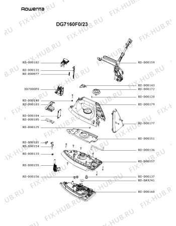 Схема №1 DG7160G0/23 с изображением Ручка для утюга (парогенератора) Rowenta RS-DG0182