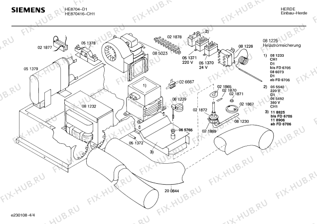 Взрыв-схема плиты (духовки) Siemens HE870416 - Схема узла 04