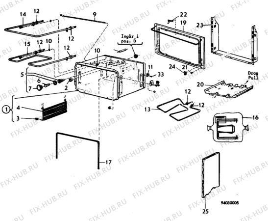 Взрыв-схема посудомоечной машины Husqvarna Electrolux QC604F - Схема узла H10 Main Oven Cavity (large)