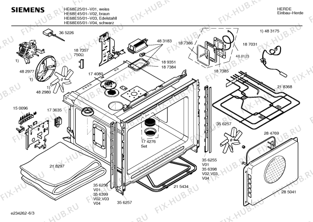 Схема №3 HE68E57 с изображением Инструкция по эксплуатации для духового шкафа Siemens 00587178