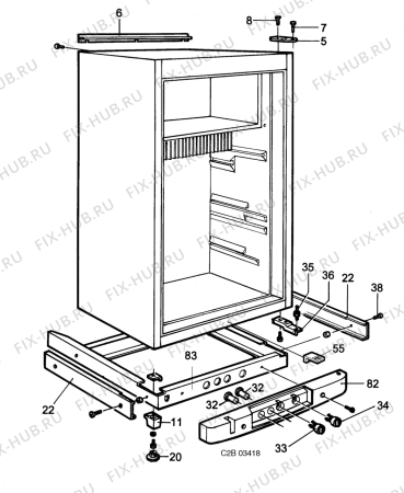 Взрыв-схема холодильника South Inter V110GE - Схема узла C20 Cabinet  B