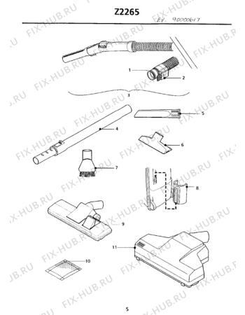 Взрыв-схема пылесоса Electrolux Z2265 - Схема узла Hose