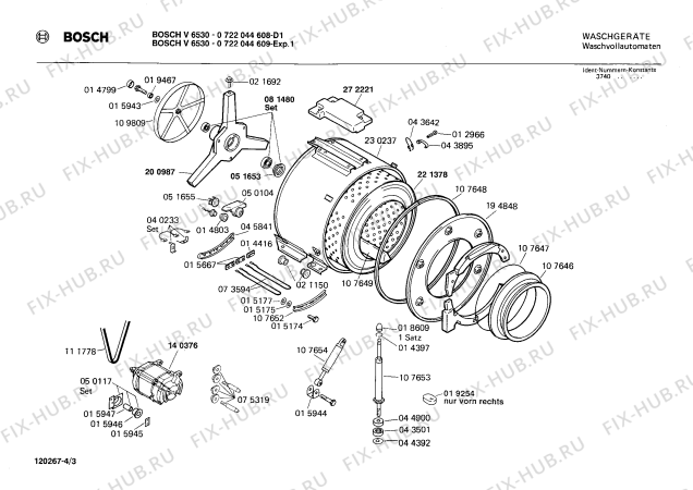 Взрыв-схема стиральной машины Bosch 0722044609 V6530 - Схема узла 03