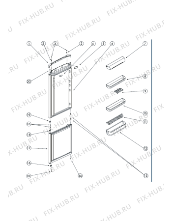 Взрыв-схема холодильника Hotpoint-Ariston RMBA1167X (F048616) - Схема узла